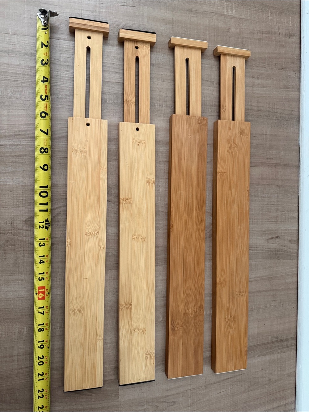 Adjustable Bamboo Drawer Dividers - Natural Wood (Set of 4)